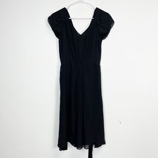 Talbots Dress Womens Size 8 Black VNeck Tie Waist Silk NWT $179