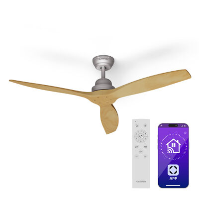 Deckenventilator 52'' mit Fernbedienung Echtholz App 6 Stufen 3 Rotorblatt 