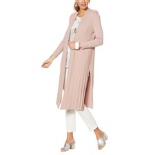 Marla Wynne Dusk Pink Pleated Topper Duster Longline Cardigan Bnwot Size L 18/20