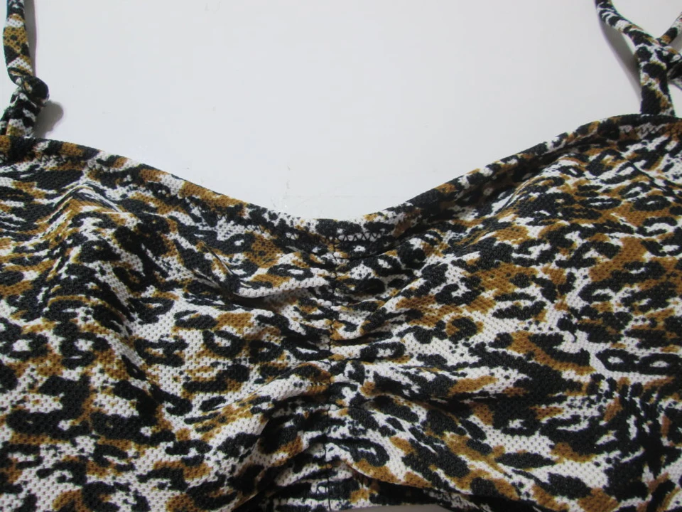 Volcom женщин размер M бикини верхний черный/коричневый беспроводной с подкладкой пятнистый плавать Beachwear - Изображение 3 из 4