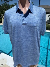 Birdie Bound Blue Golf Short Sleeve Polo Shirt Mens XL Striped