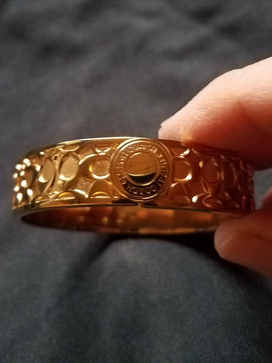 Coach Signature Bangle Cuff Bracelet Gold-tone | eBay display picture 3