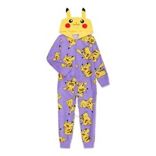 Pokemon Pajamas Size 4-12 Girl One Piece Union Suit Hoodie Costume Halloween Boy