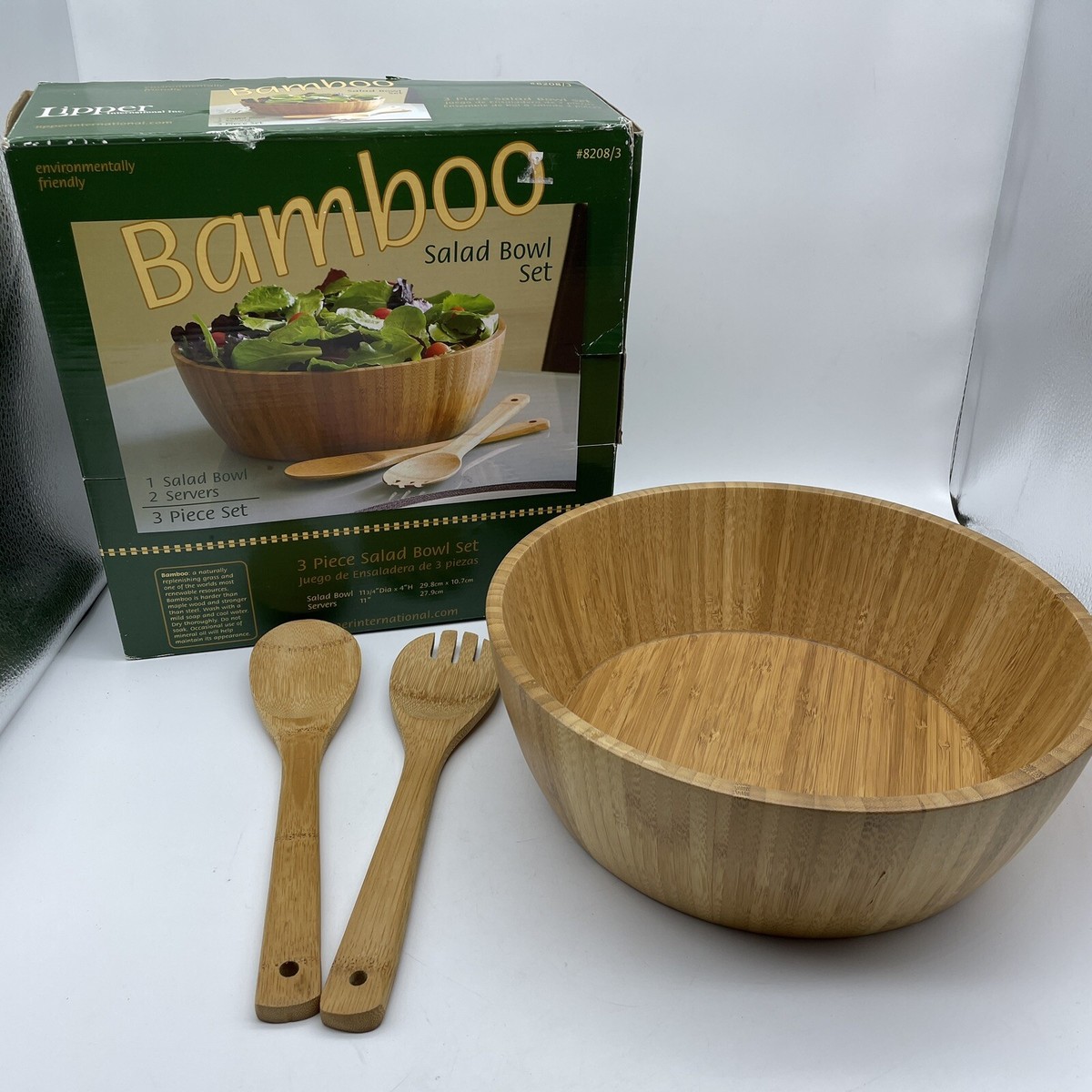 Lipper International 3-Piece Bamboo Salad Bowl Set