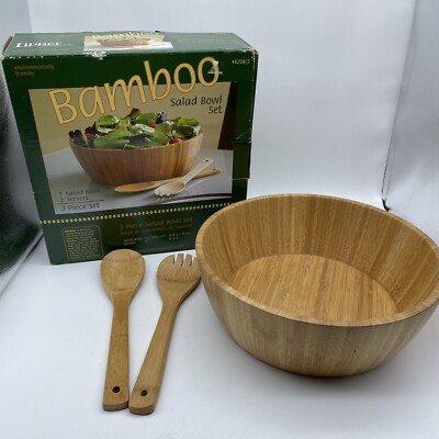 Lipper International 3-Piece Bamboo Salad Bowl Set