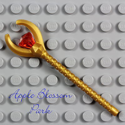 NEW Lego Pharaoh Quest GOLD STAFF - Mummy King Minifig Weapon w/Orange Jewel Gem