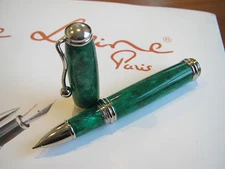 Jean-Pierre Lepine Indigo IN42RS green marble resin Rollerball pen MIB