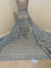 BLUE  Sequins Embroidery Lace Fabric 50” Width 1 Yard