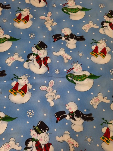 Fabric Yard+ Laurie Campbell Snowmen and Bunnies Snowflake 42" x 38 ...