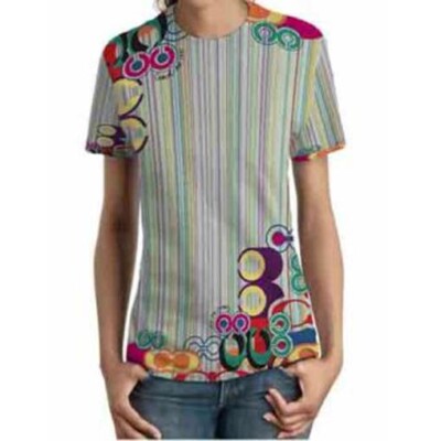 New Women's T-Shirt Retro Art Design Tshirt Polyester Fullprint Size S to 3XL