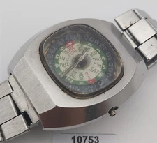 PROJECT TO FIX RADO NEW GREEN HORSE FACETED CASE DAY DATE AUTO MENS WATCH 10753