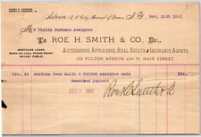 1901 Astoria LIC, NY Letterhead Roe H. Smith Co. Auctioneers RE & Ins. Agents