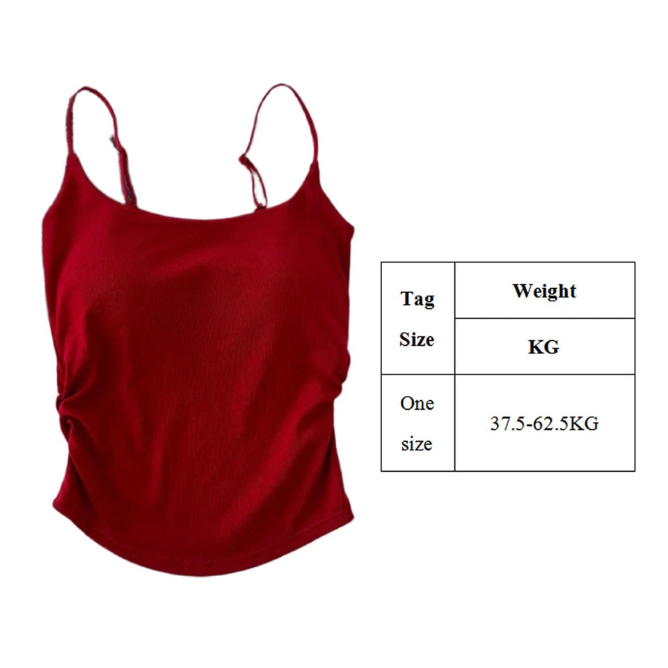Womens Tank Tops Camisole with Built in Shelf Bra Vest Padded Adjustable Strap - Image 2 of 4