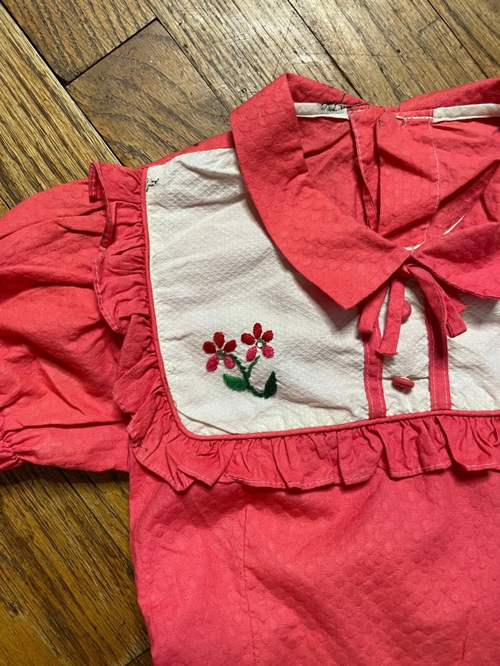 Vestido vintage años 50 bordado yugo Rockabilly bebé niña línea A country western Foto 4 de 4