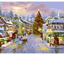 Paint By Numbers Adults kids Christmas Village DIY Painting Kit 40x50CM Canvas