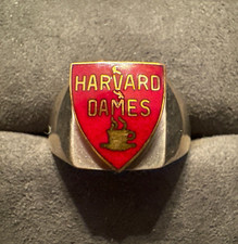 Vintage 14K GF Harvard University Harvard Dames on New Sterling Signet Ring