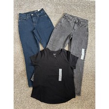 Old Navy High Rise Jeans Bundle Straight Leg Secret Slim Pockets black Sz 2 NWT