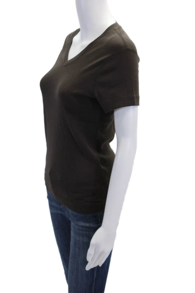 Three Dots Womens Cotton V-Neck Short Sleeve Pullover T-Shirt Top Brown Size S Foto 2 de 4
