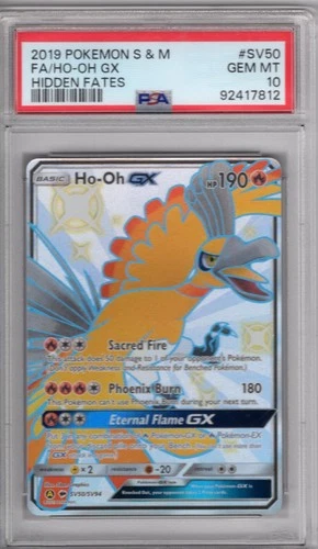 Pokemon Sun & Moon Hidden Fates Shiny Vault Card SV50 Ho-Oh PSA 10