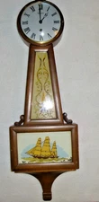 Vintage Hershede Nautical Clipper Ship Banjo Wall Clock As Is No 160