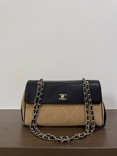 Women's Two-Tone Khaki Fuzzy Suede Smooth Black Cowhide Long Flap Bag