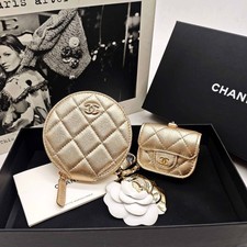 Chanel 25C Round and Flap Bag Mini Champagne Leather Authentic [Duties Paid]