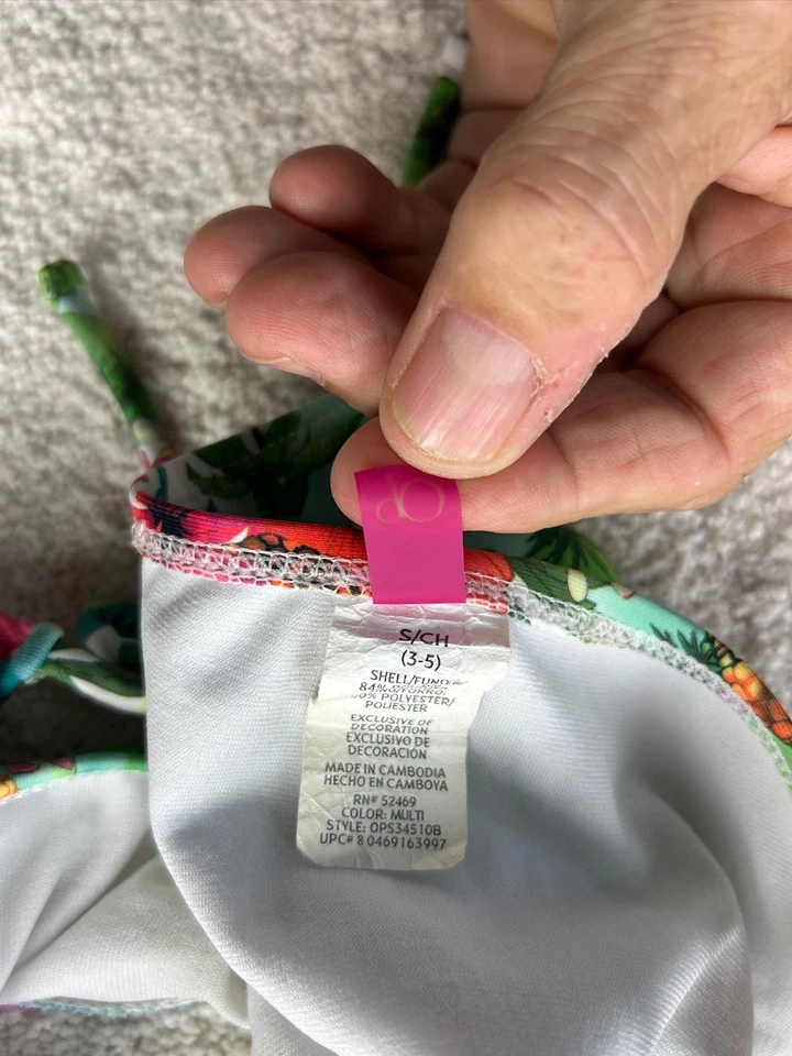 OP Bikini Bottom Womens Small Floral Tropical Side Tie Swim Beachwear OPS34510B - Image 2 of 4