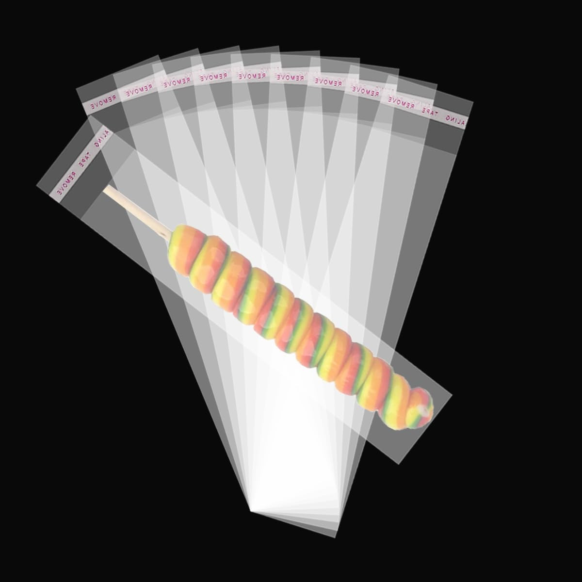 100 Pcs Self Sealing Cellophane Bags 2X10 Inches Clear Pretzel Rod Bags, Reseala