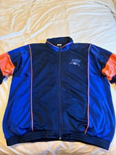 PUMA Sports Men's Colourblock Full Zip Track Jacket Navy/Blue/Orange Size M