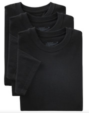 Men's Hanes Ultimate Comfort Crew Neck T-Shirt Tee Medium Black 3 Pack - New