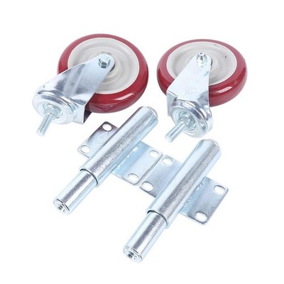 2Pack Metal Gate Wheel Flat with Spring Loaded Swivel Caster 220lbs Heavy Duty