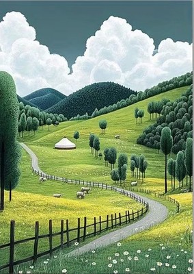 English Countryside Landscape Retro Print Unframed Canvas Wall Art 30.5 x 40.5cm