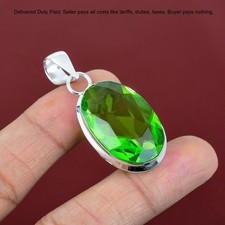 925 Silver Oval Peridot Stone Ethnic Birthday Artisan Sister Anniversary Pendant