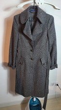 Hobbs Women  s Wool Blend Tweed Coat   Size UK 10   Classic Long Belted Style