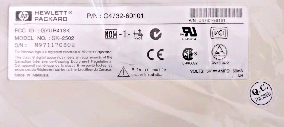 BLEMISHED VINTAGE HP HEWLETT PACKARD PS2 WINDOWS KEYBOARD MODEL SK-2502 RM0-KBRK - Image 3 of 4