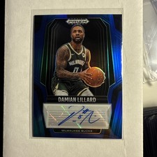Damian Lillard Auto SP #28/49 2024-25 Panini Prizm Black. Blue Prizm Parallel
