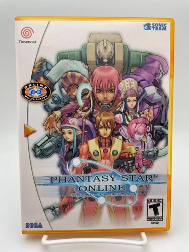SEGA DREAMCAST PHANTASY STAR ONLINE GAME TESTED WORKS + CUSTOM FIRE ORANGE CASE