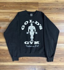 Golds Gym Men’s Black Crewneck Sweatshirt Iconic Bodybuilder Valencia CA Small
