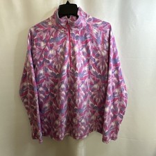 Eddie Bauer 1/4 Zip Pullover Sweatshirt Pink Polar Fleece Sz- L 5252