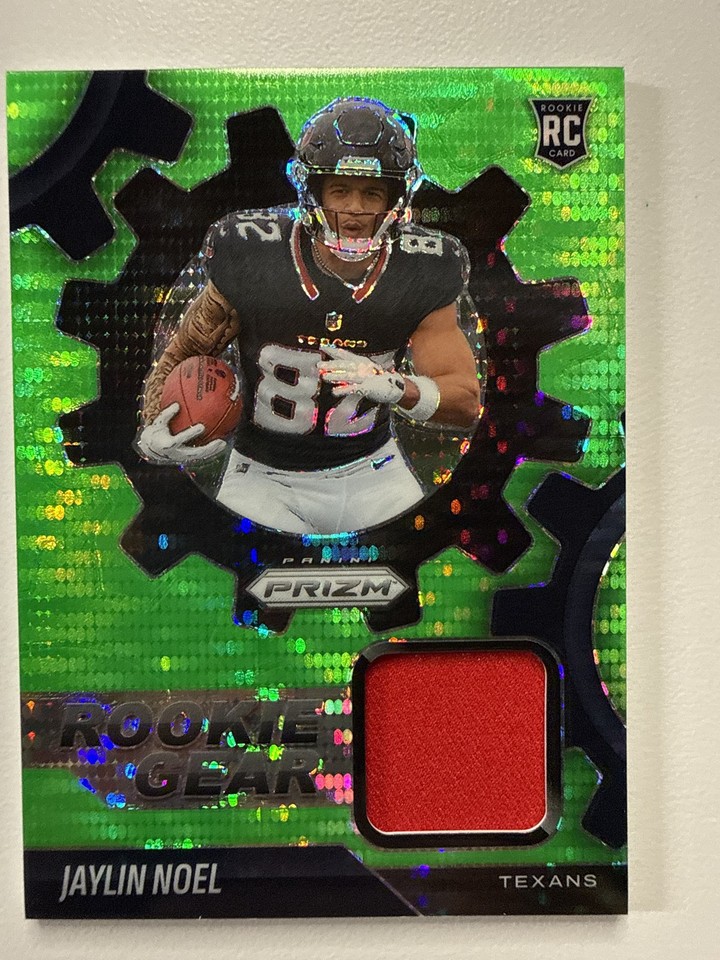 2025 Prizm Gear #RGR-JNL Jaylin Noel Neon Green Pulsar Rookie Gear #RGR-JNL Jaylin Noel RC Neon Green Pulsar Relic Texans