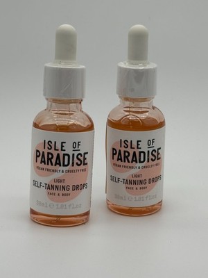 Isle of Paradise Face & Body Self Tanning Drops LIGHT 1.01 fl oz 30 ml TWO PACK