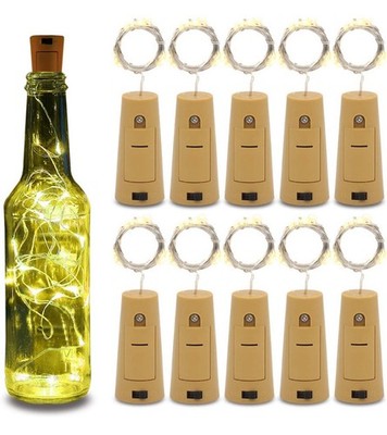 Betus 10pcs Wine Bottles Cork String Lights Warm Light For Garden Party Wedding