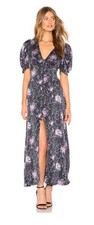 LoveShackFancy Delaney Floral Print Puff Sleeve Maxi Dress Front Buttons Size M