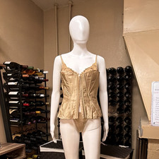 NEW Vintage Frederick s of Hollywood Gold Satin Lace Trim Bustier Corset Top 36B
