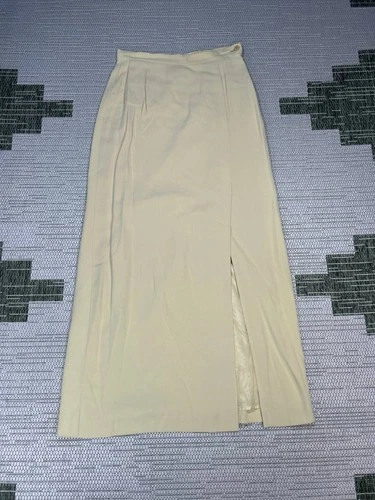Vintage Giorgio Armani Le Collezioni Midi Skirt Womens 6 Beige Lined Side Zip
