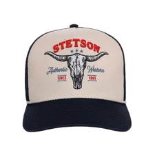 Stetson Men's Authentic Western Skull Graphic Navy Trucker Cap 07-077-0102-0144