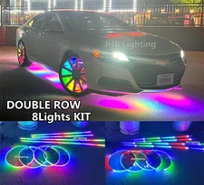 JHB 17.5"DOUBLE ROW CHASING LED Wheel Lights+2x 4FT+2x6.5FT Underglow Strips KIT