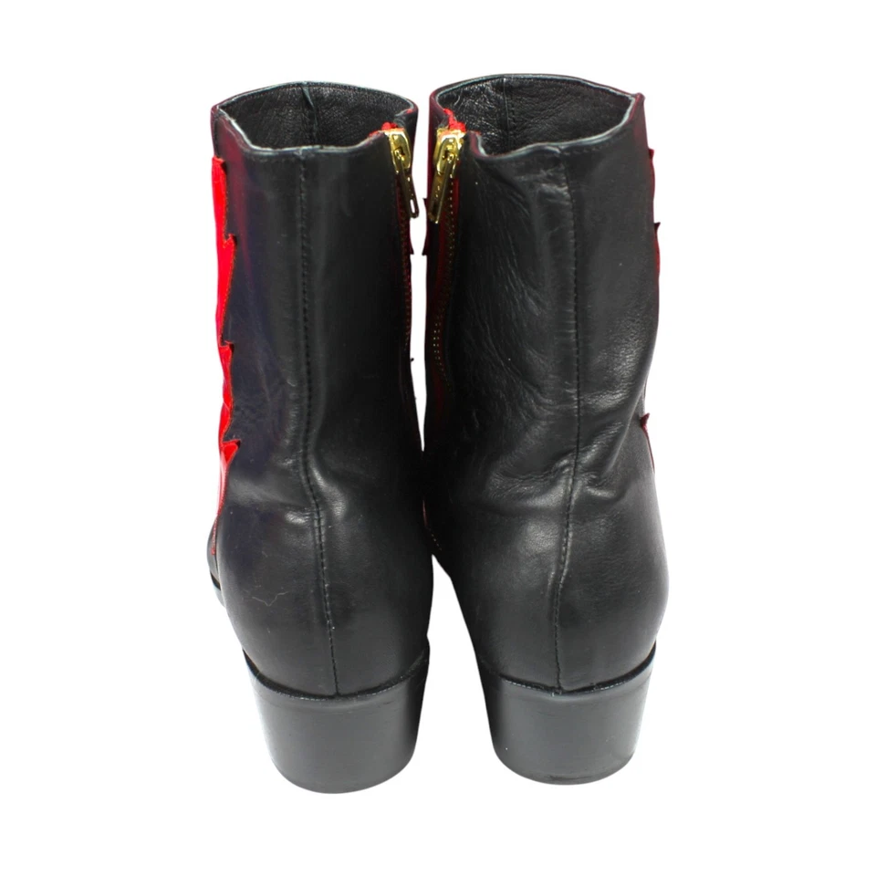 Женские сапоги Modern Vice с красным болтом черные кожаные на молнии размер 41,5 США 10,5 E2608 - Изображение 4 из 4