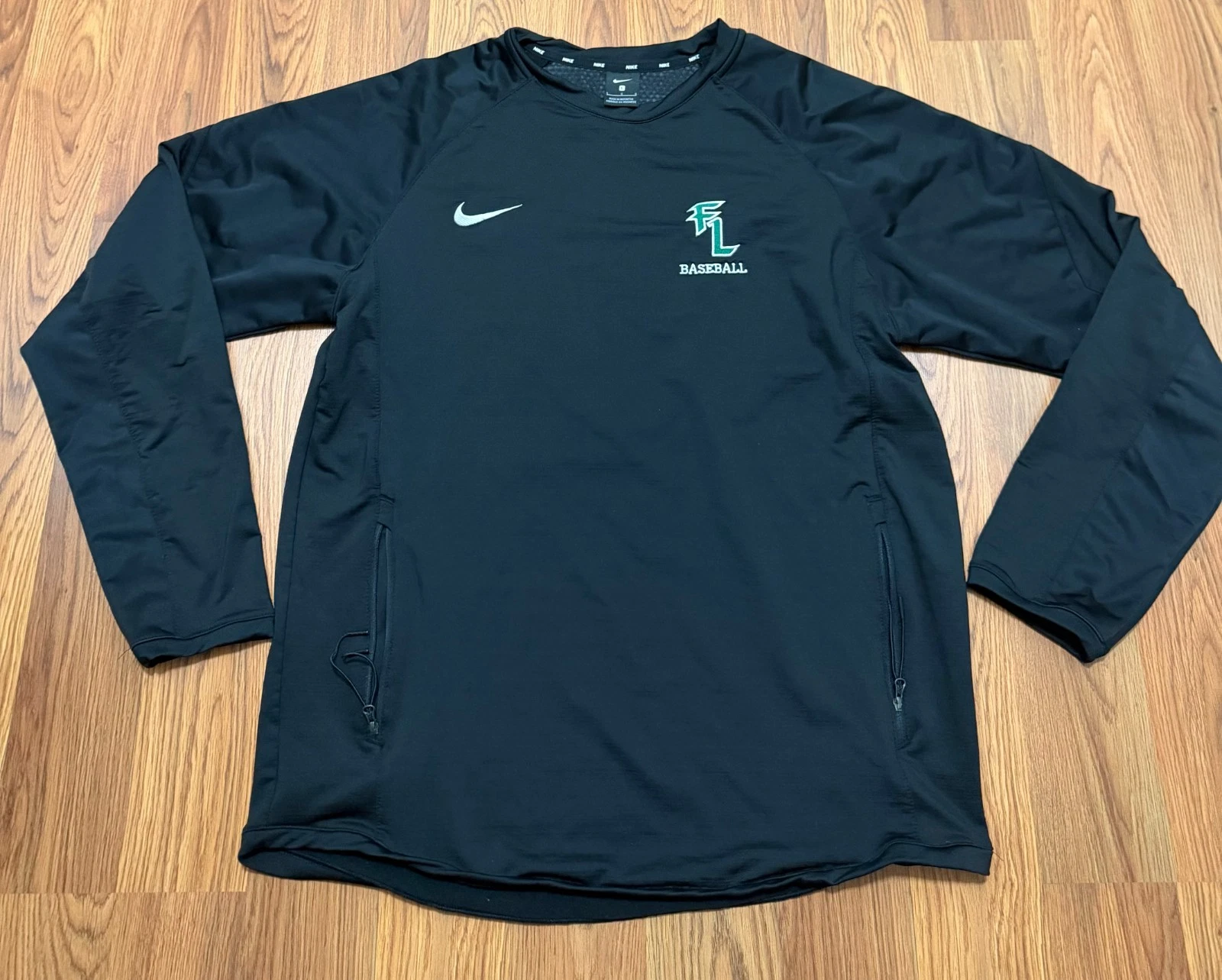 Nike Baseball Pullover Mens Large Therma Fit Crew Neck Training Black
