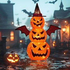 3FT-Halloween Decorations Outdoor - 37 Inch Collapsible Pumpkin Man with 40 LED